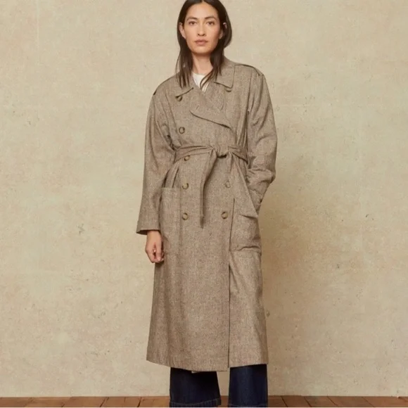 NEW NWT Christy Dawn The Marlow Trench Tobacco Specks Jacket Coat - Picture 3 of 10